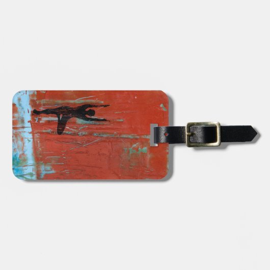 木の姿勢のヨガの女の子の荷物のラベル ラゲッジタグ (正面横)