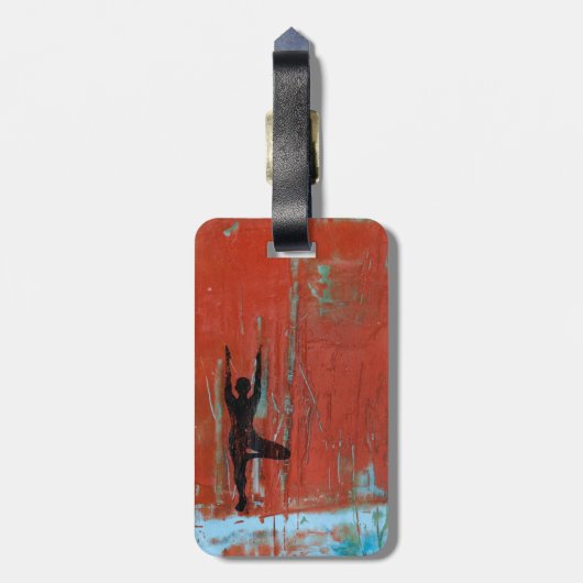 木の姿勢のヨガの女の子の荷物のラベル ラゲッジタグ (裏面縦)