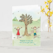 -木の姿勢の挨拶状を中始めて下さい カード (黄色い花)