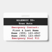 木の実の食物アレルギー警告ラベル バッジ (裏面)