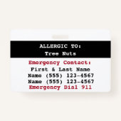 木の実の食物アレルギー警告ラベル バッジ (裏面)