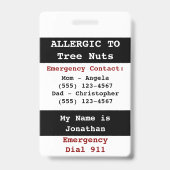 木の実の食物アレルギー警告ラベル バッジ (裏面)