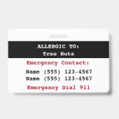 木の実の食物アレルギー警告ラベル バッジ (裏面)