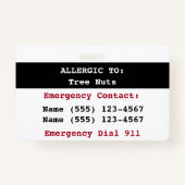 木の実の食物アレルギー警告ラベル バッジ (裏面)