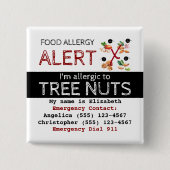 木の実の食物アレルギー警告ラベル 缶バッジ (正面)