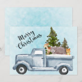 木の実を運ぶクリスマス・トラック（動物たちと一緒に） シーズンカード (正面/裏面)