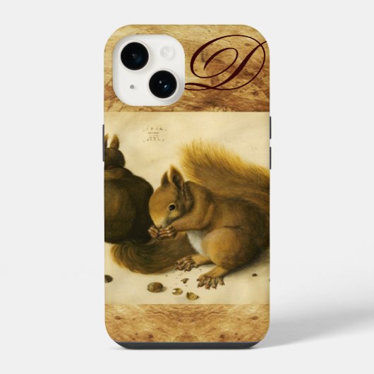 木の実モノグラムを持つリス iPhoneケース (裏面)