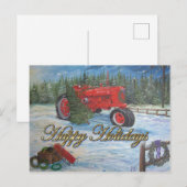 木の実農場でのアンティークトラクターのホリデーシーズン シーズンポストカード (正面/裏面)