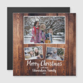 木の家族素朴写真コラージュメリークリスマス (正面/裏面)