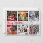 木の家族素朴写真コラージュメリークリスマス シーズンカード (正面)