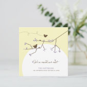 木の家移動の紫色の鳥家族の新しい巣 案内状 (スタンド正面)