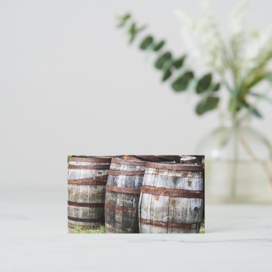 木の小樽のバレル 名刺 (スタンド正面)