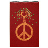 木の平和 – フラワーパワーハート1 カレンダー (カバー)