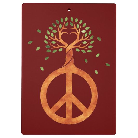 木の平和 – フラワーパワーハート1 クリップボード (裏面)
