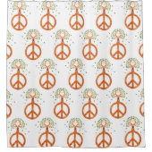 木の平和 – フラワーパワーハート1 シャワーカーテン (正面)