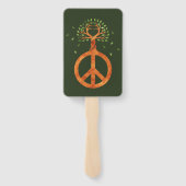 木の平和 – フラワーパワーハート1 ハンドファン (裏面)