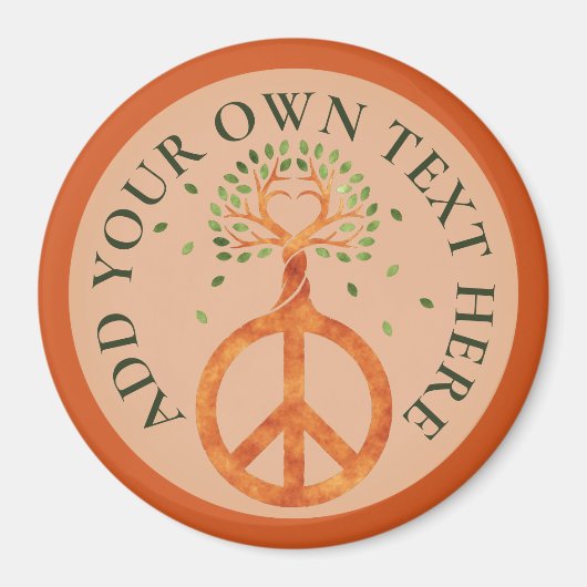 木の平和 – フラワーパワーハート1 マグネット (正面)