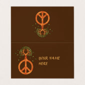 木の平和 – フラワーパワーハート1 名刺 (外部フラット)