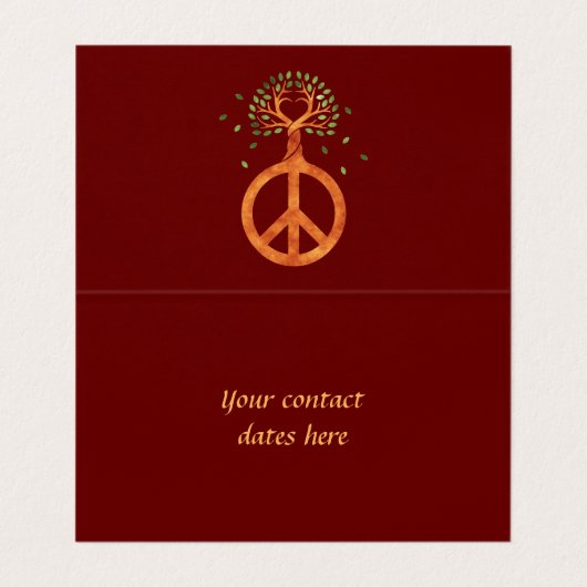 木の平和 – フラワーパワーハート1 名刺 (内部フラット)