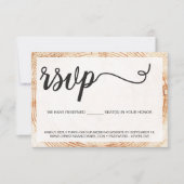 木の年輪が感じられる素朴な木目調の結婚式 予約席 出欠カード (正面)