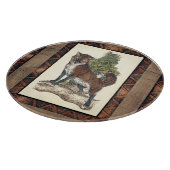 木の幹で歩んでいる素朴なキツネ カッティングボード (角)