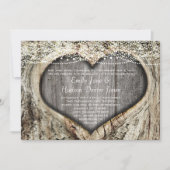 木の幹にハートの結び目がある森のウェディング 招待状 (正面)