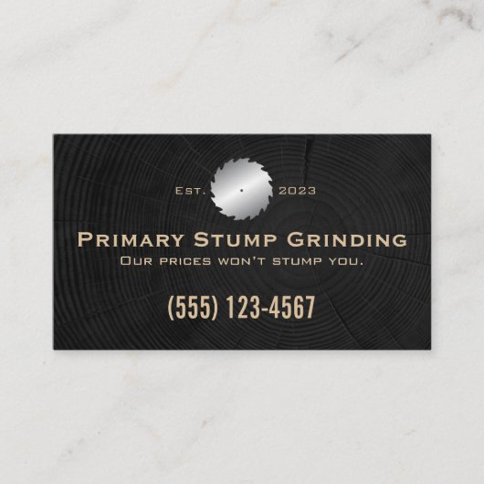 木の幹の上の切り株の研削ソーリングや輪 名刺 (正面)