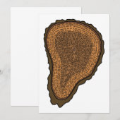 木の幹の断面 成長リング ツリー 招待状 (正面/裏面)