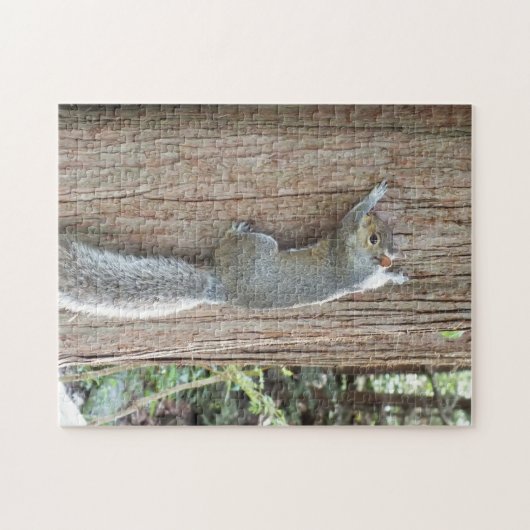 木の幹の灰色リス ジグソーパズル (横)