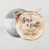 木の幹の素朴な結婚式のSave the date写真 招待状 (正面/裏面)