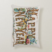 木の幹やどんぐりや花が咲き乱れる新年 アクセントクッション (裏面(縦))