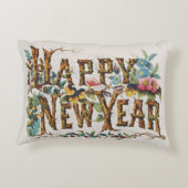 木の幹やどんぐりや花が咲き乱れる新年 アクセントクッション (裏面)