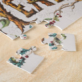 木の幹やどんぐりや花が咲き乱れる新年 ジグソーパズル (側面)