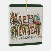 木の幹やどんぐりや花が咲き乱れる新年 セラミックオーナメント (右)