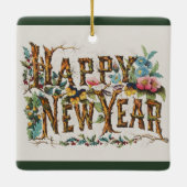 木の幹やどんぐりや花が咲き乱れる新年 セラミックオーナメント (裏面)