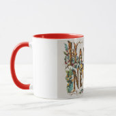 木の幹やどんぐりや花が咲き乱れる新年 マグカップ (左)