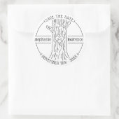 木の幹イニシャル |ウエディング素朴の日付の保存 ラウンドシール (バッグ)