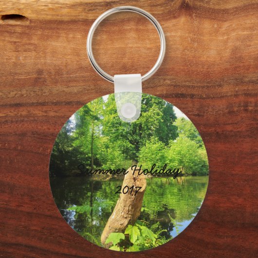 木の幹自然写真湖公園 キーホルダー (正面)