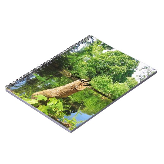 木の幹自然写真湖公園 ノートブック (左側)