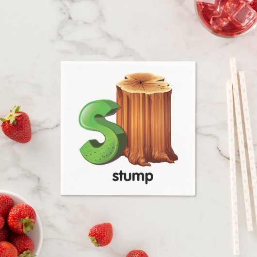 木の幹 アルファベット S 面白い 木の幹 アート スタンダードカクテルナプキン (インサイチュ)