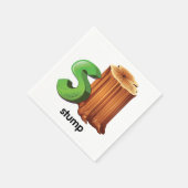 木の幹 アルファベット S 面白い 木の幹 アート スタンダードカクテルナプキン (角)