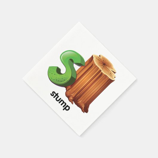 木の幹 アルファベット S 面白い 木の幹 アート スタンダードカクテルナプキン (角)