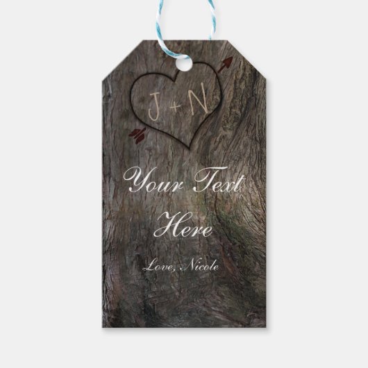 木の幹+彫りハート素朴ギフトラベル ギフトタグ (正面)