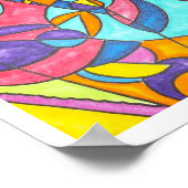 木の幾何学的な芸術の中でモダンしゃがむ鳥 ポスター (角)