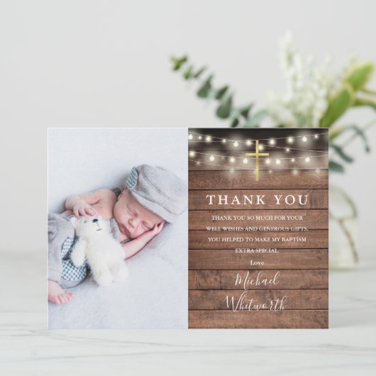 木の弦素朴の光(フォトバプティスマ) サンキューカード (スタンド正面)