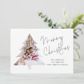 木の形の写真2026カレンダーメリークリスマス シーズンカード (スタンド正面)