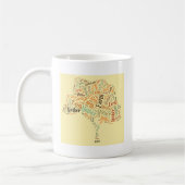 木の形をした母なる地球のワードクラウド コーヒーマグカップ (左)