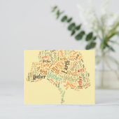 木の形をした母なる地球のワードクラウド ポストカード (スタンド正面)