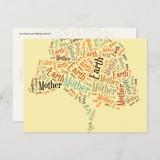 木の形をした母なる地球のワードクラウド ポストカード (正面/裏面)