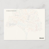 木の形をした母なる地球のワードクラウド ポストカード (裏面)